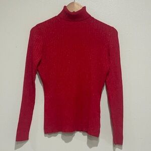 Worthington Red sparkly turtleneck Top